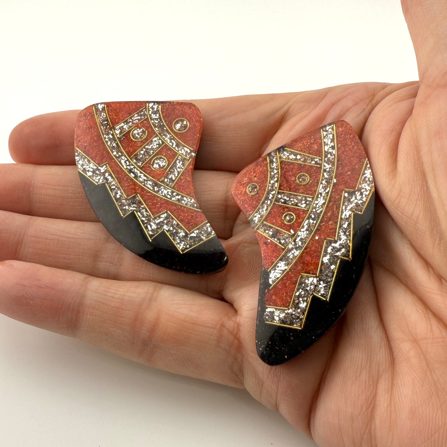 Vintage Art Deco Geometric Statement Earrings