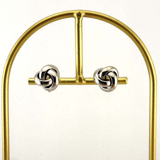 Vintage Silver Tone Love Knot Clip On Earrings