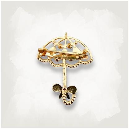 Rhinestone Parasol Umbrella Brooch