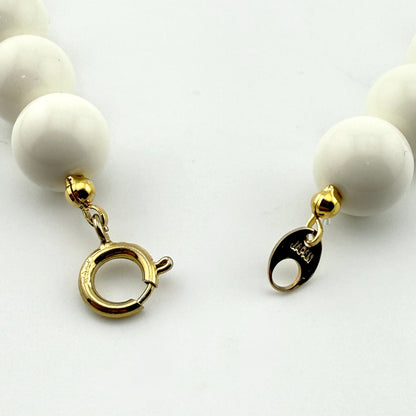 Vintage Japan White Beaded Floral Necklace