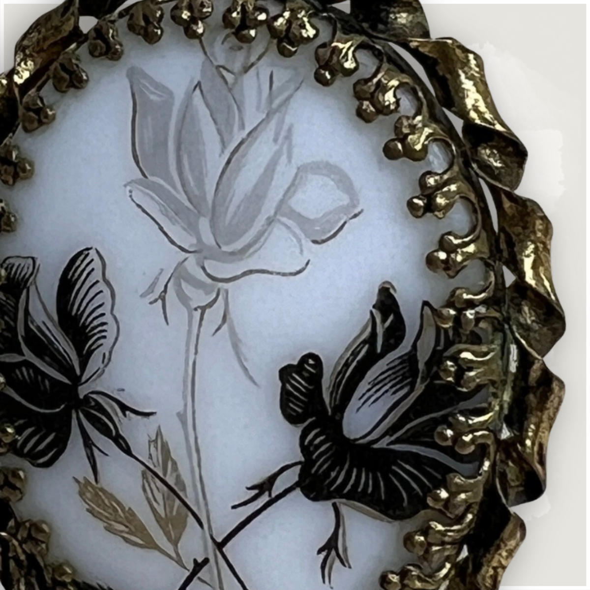 Vintage West Germany Cameo Style Floral Brooch