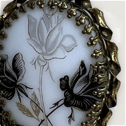 Vintage West Germany Cameo Style Floral Brooch