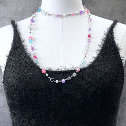 Pastel Girly Super Long Beaded Wrap Necklace / Belly Chain