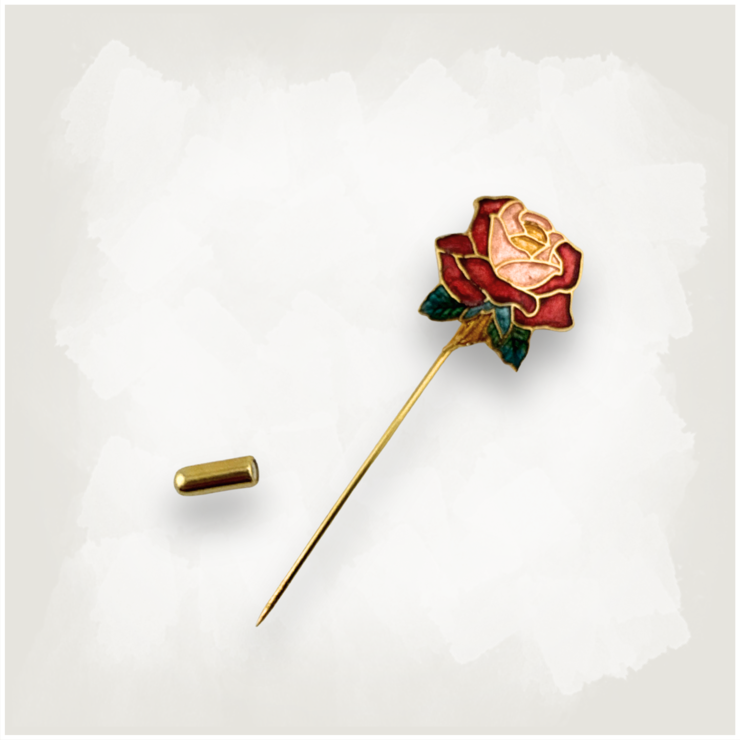 Red Rose Cloissone-Style Stick Pin