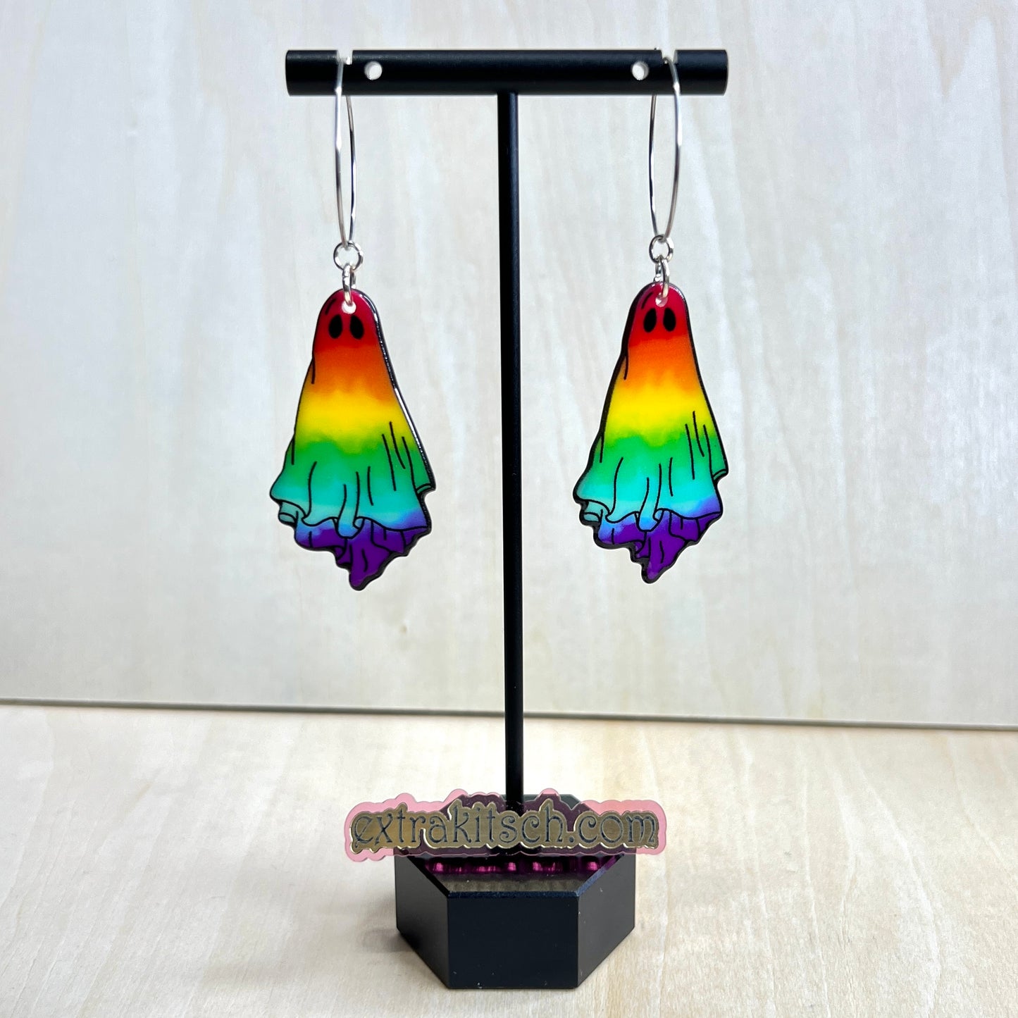 Rainbow Ghost Hoop Earrings