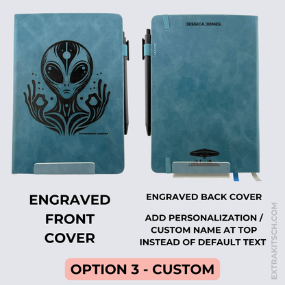 Alien Journal – Engraved Vegan Leather Notebook with Pen
