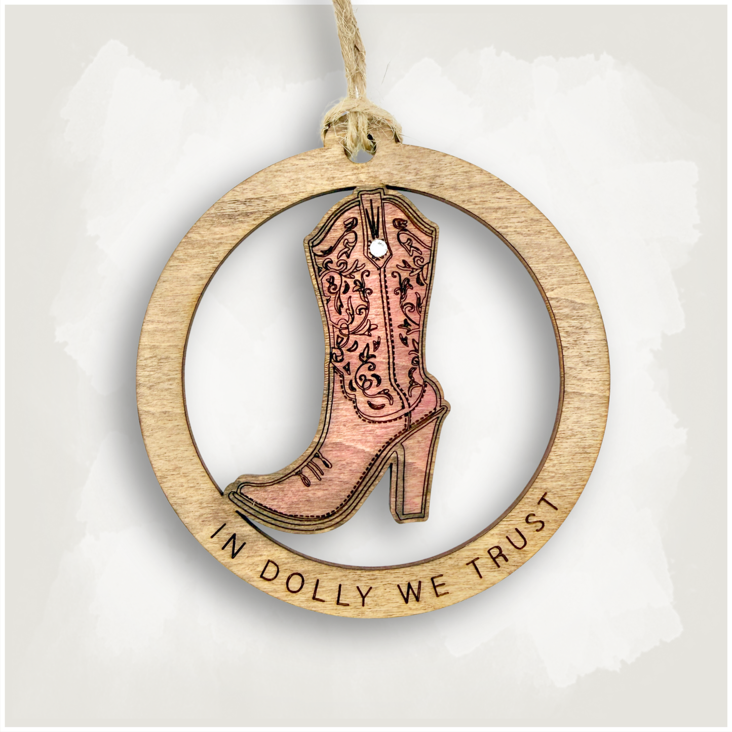 Pink Cowgirl Boot Ornament