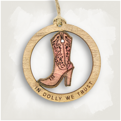 Pink Cowgirl Boot Ornament