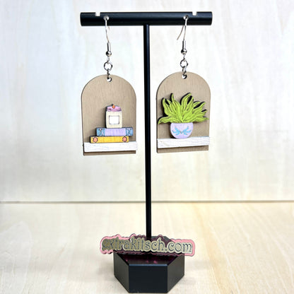 Succulent Bookshelf Earrings