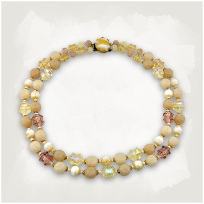 Vintage AB Glass Beaded Necklace - West Germany