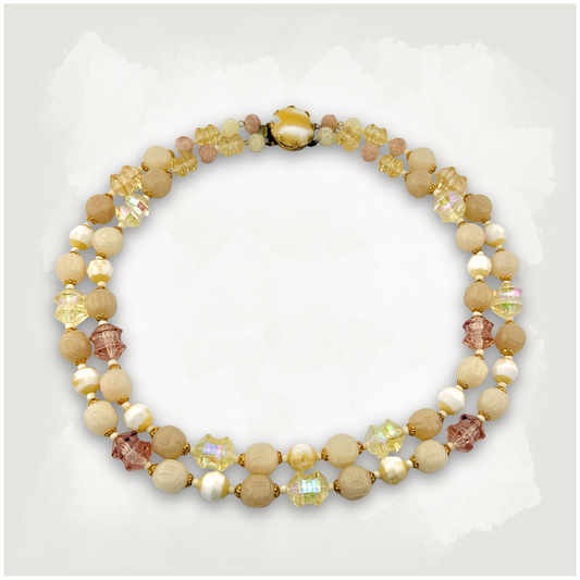Vintage AB Glass Beaded Necklace - West Germany
