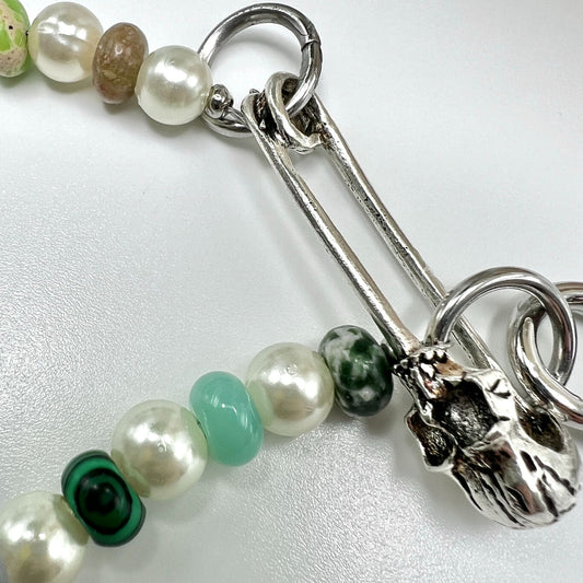 Macabre Glam Pearl Beaded Wristlet Keychain