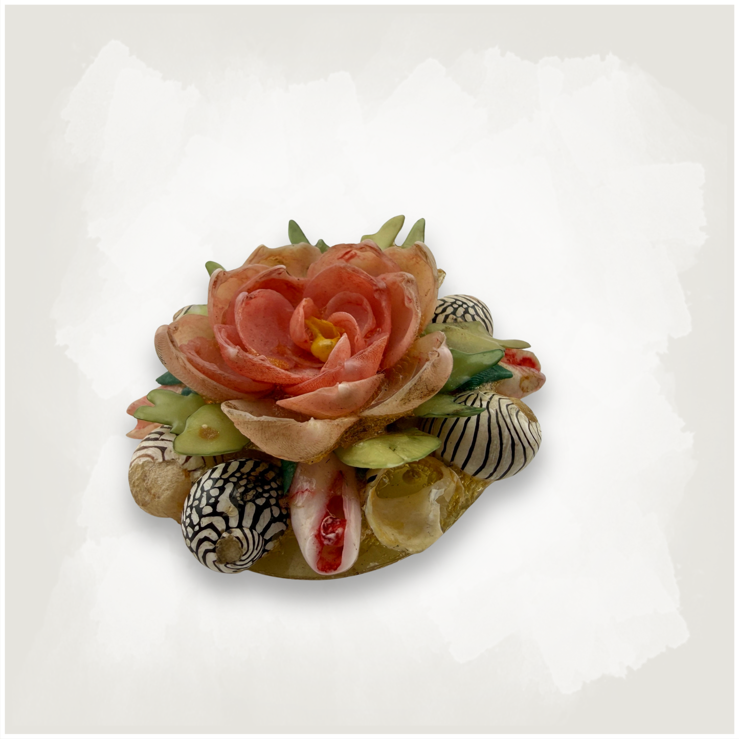 Vintage Rose Shell Brooch