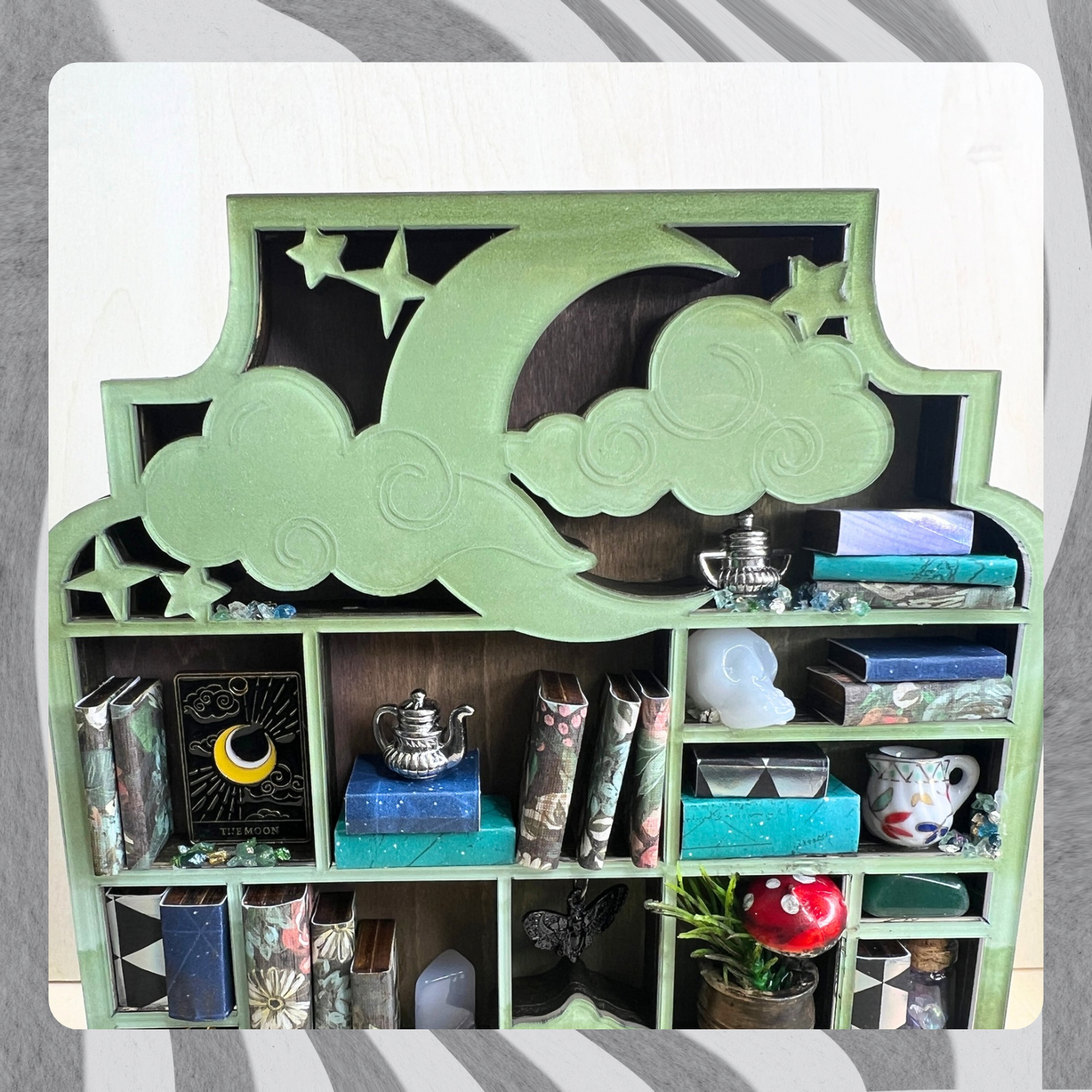 Green Mushroom Mini Bookshelf