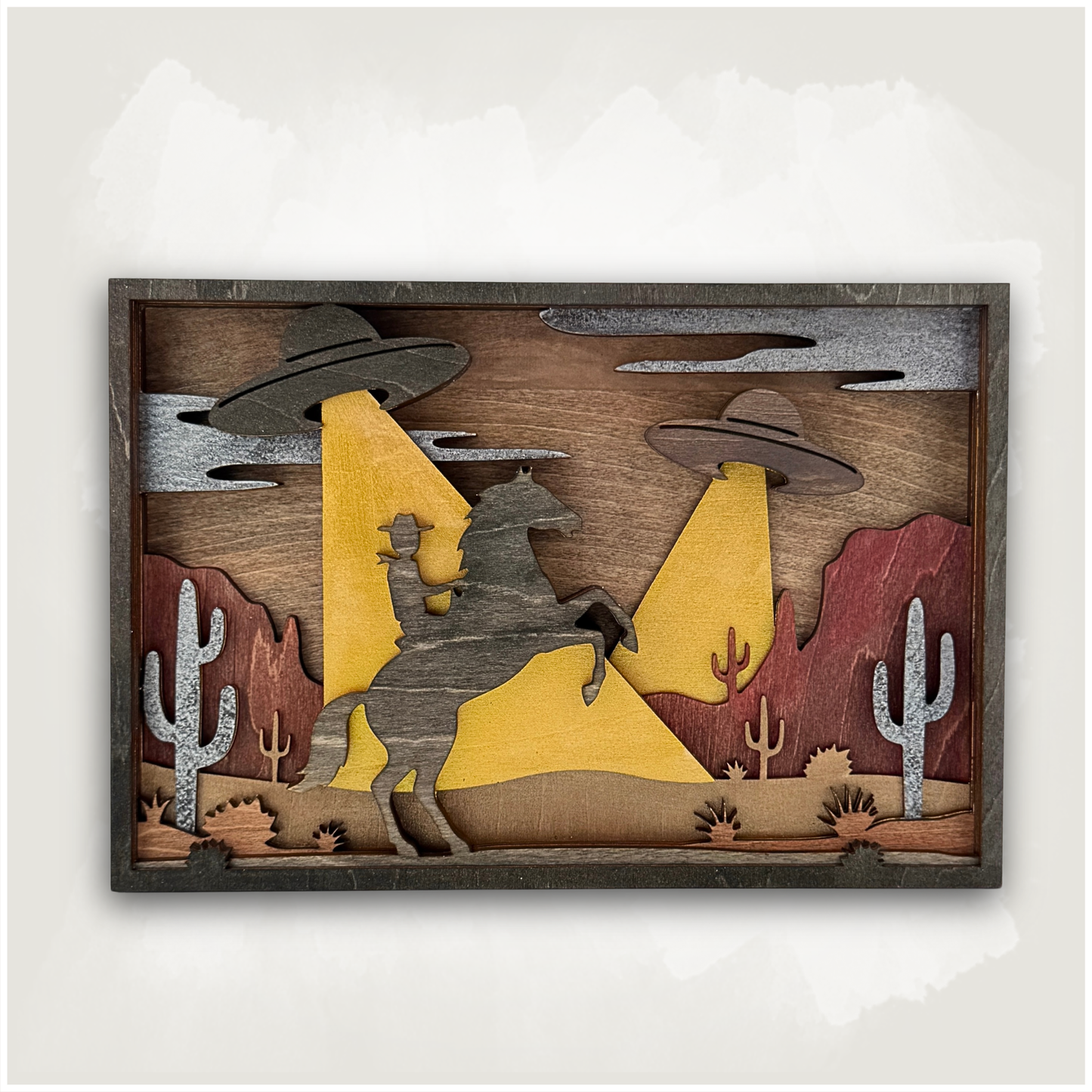 Alien Abduction 3D Wood Art