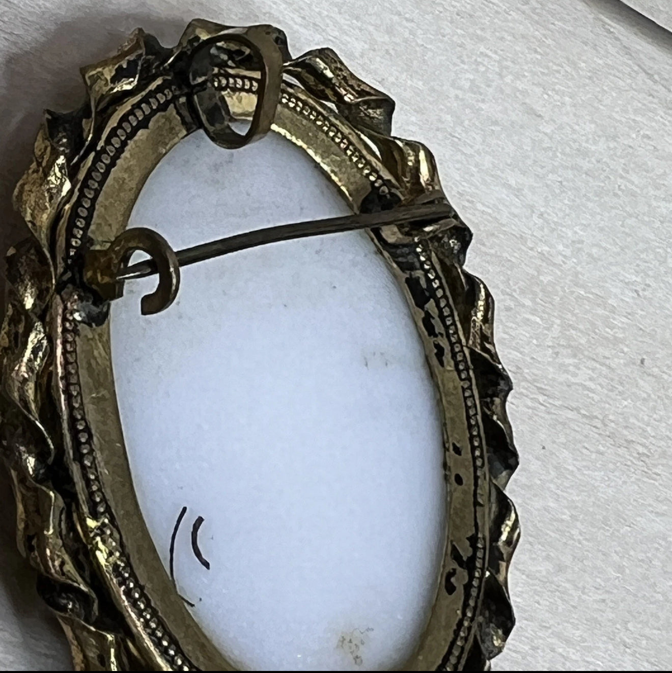 Vintage West Germany Porcelain Cameo Floral Brooch