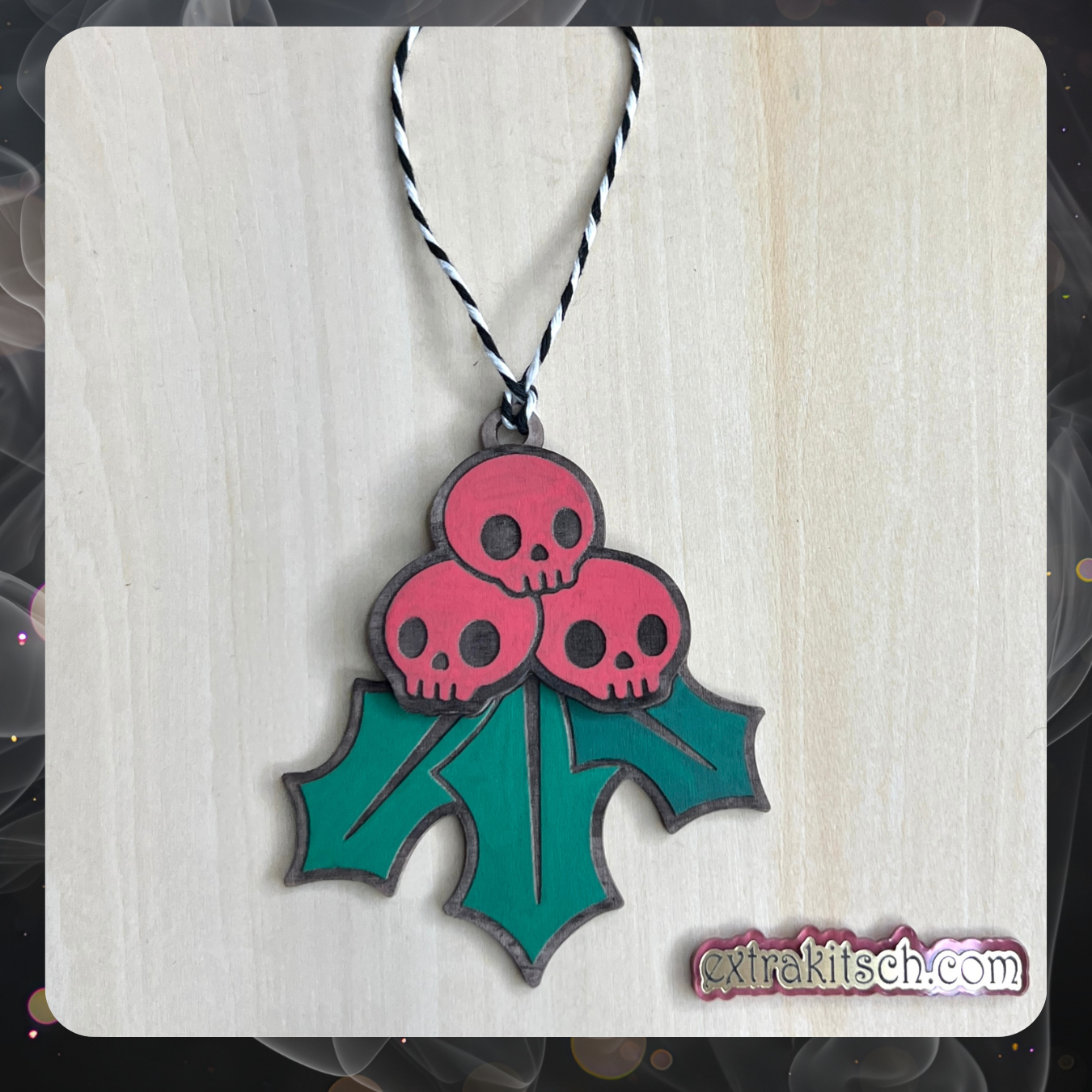 Creepmas Holly Skulls Ornament