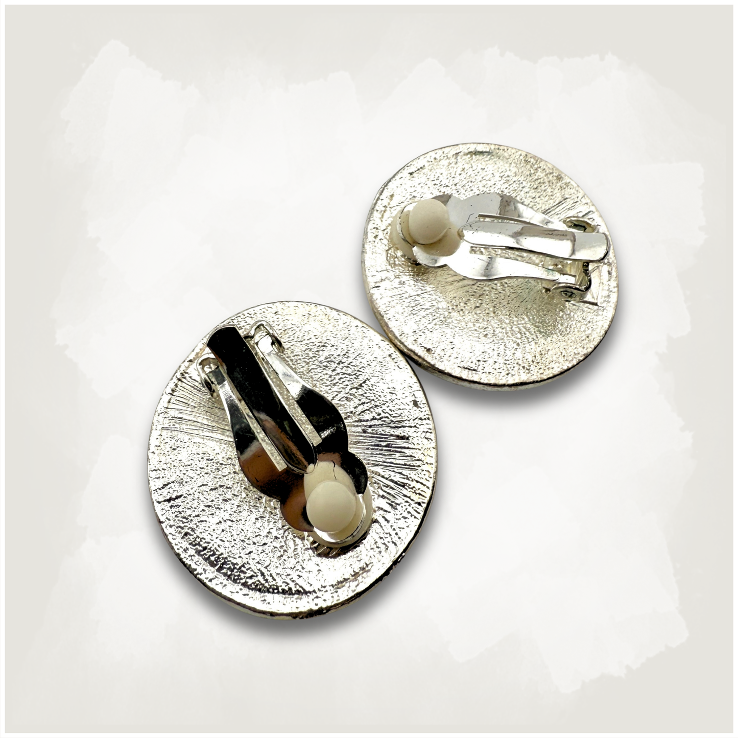 Vintage Striped Enamel Button Clip-on Earrings