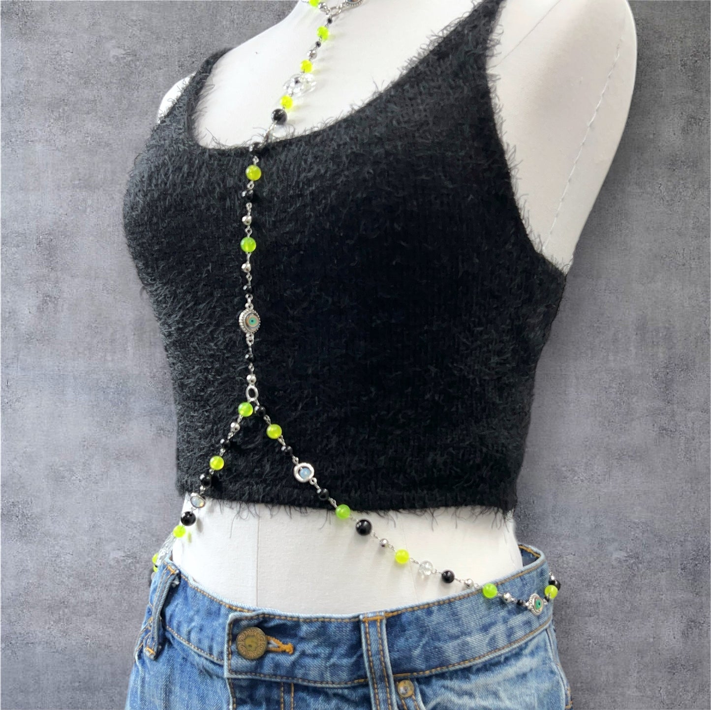 Glow In The Dark Evil Eye Beaded Body Chain