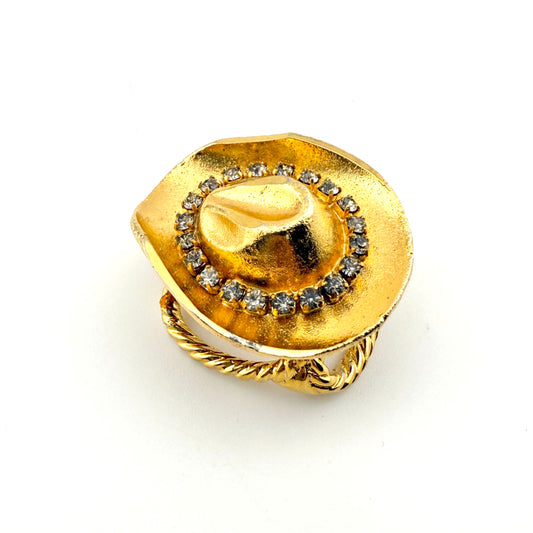 Vintage Cowboy Hat Scarf Slide with Rhinestones