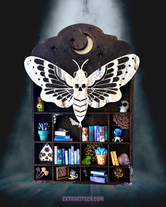 Moth Curio Shelf – Glow-in-the-Dark Miniature Shadow Box with Witchy Decor