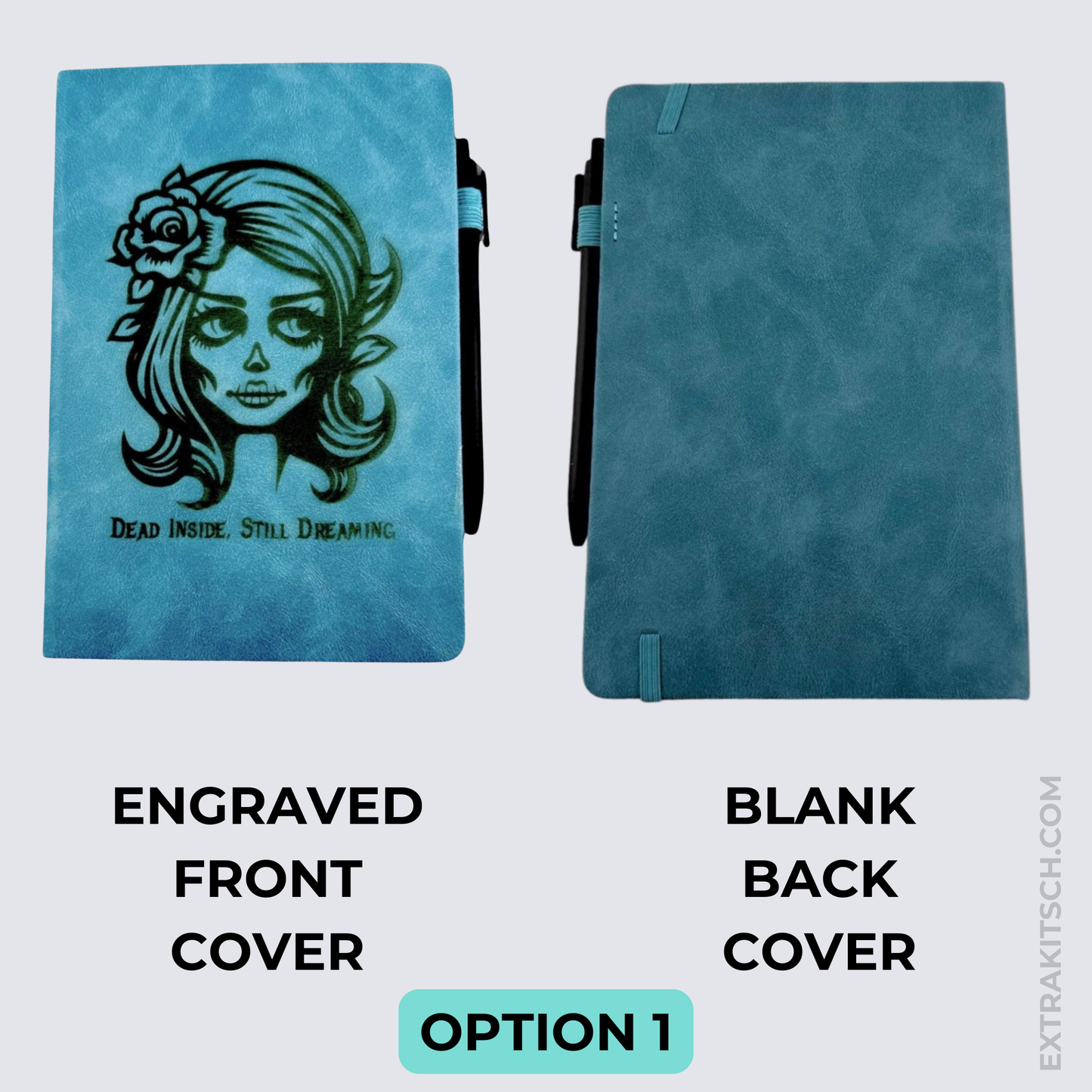 Zombie Girl Journal - Engraved Vegan Leather Notebook with Pen
