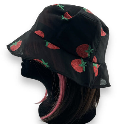Sparkle Strawberry Mesh Summer Bucket Hat