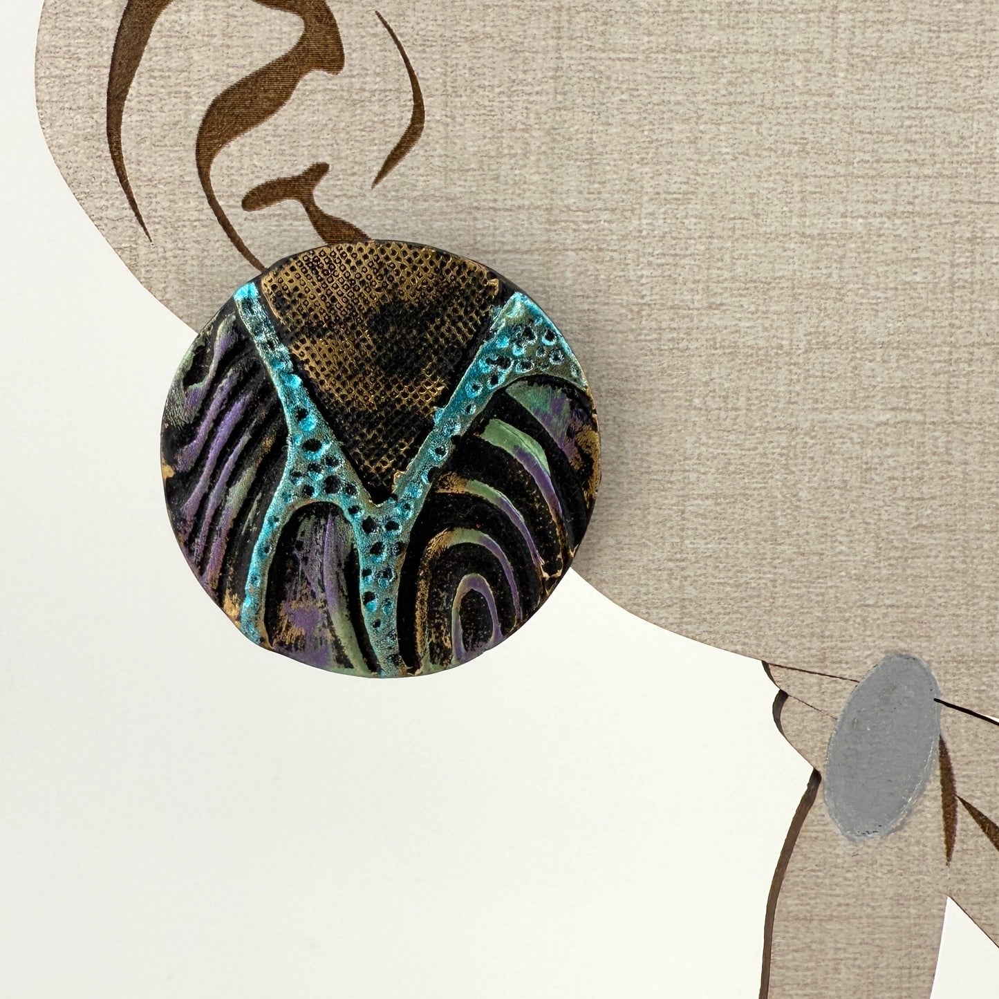 Hand Painted Abstract Statement Stud Earrings