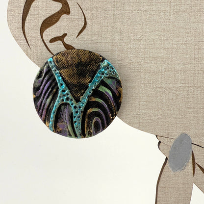 Hand Painted Abstract Statement Stud Earrings