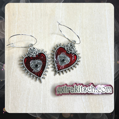 Gothic Sacred Heart Earrings