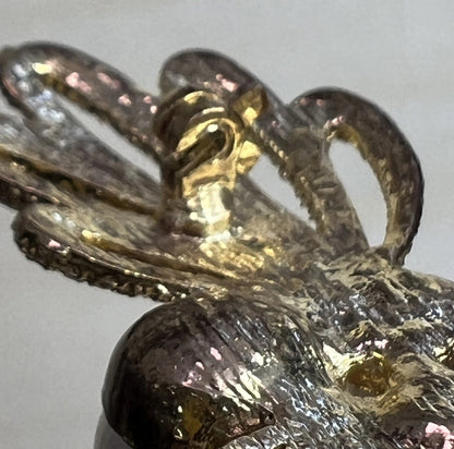 Vintage Gold Tone Ribbon & Pearl Brooch