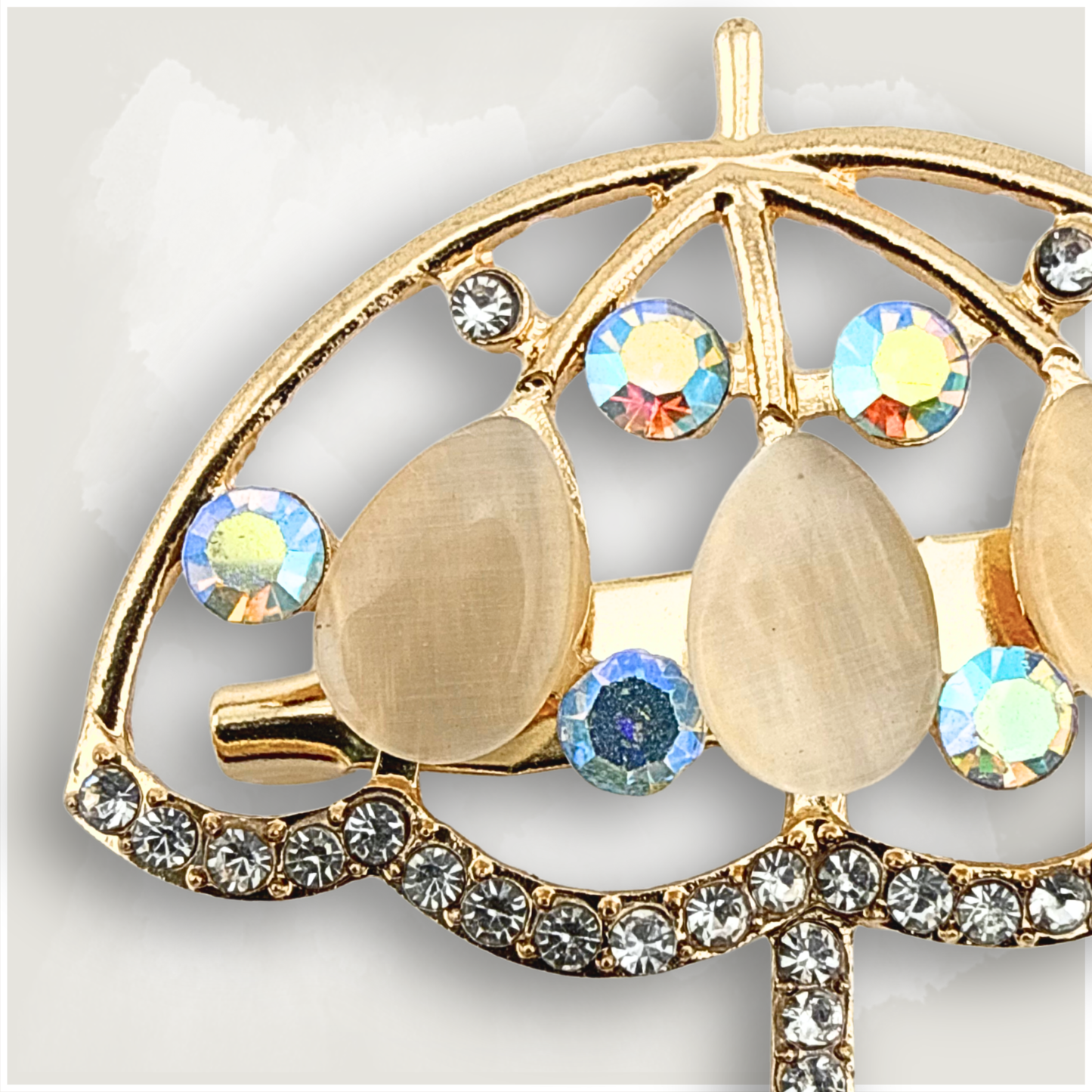 Rhinestone Parasol Umbrella Brooch