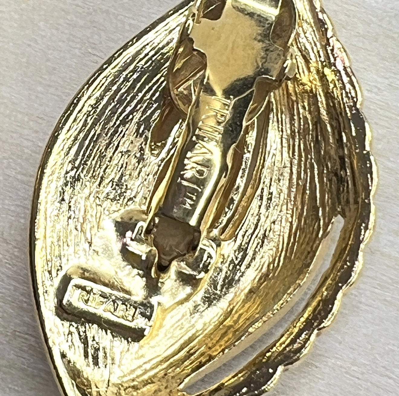 Vintage Trifari Black & White Enamel Leaf Clip On Earrings