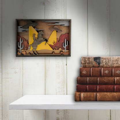 Alien Abduction 3D Wood Art