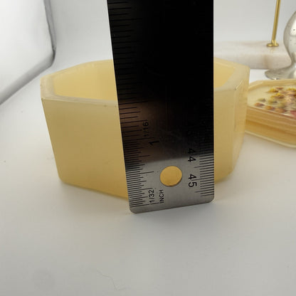 Vintage Lucite Vanity Trinket Box with Dried Yellow Flowers Embedded