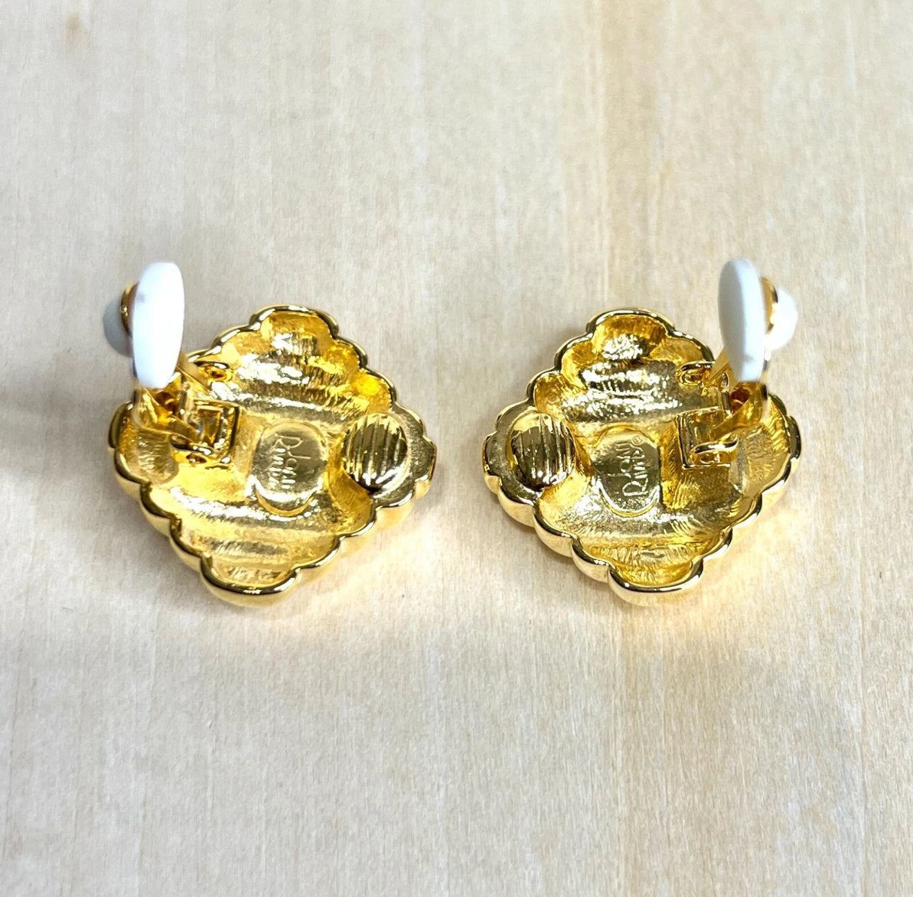Joan Rivers Gold Rhinestone Clip On Earrings - Signed