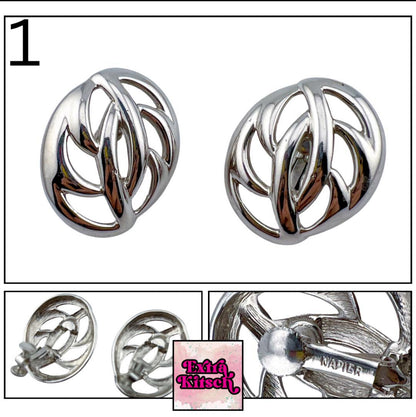 Vintage Napier Silver Clip On Screw Back Earrings