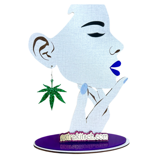 Green Glitter Weed Leaf Earrings – 420 Statement Jewelry