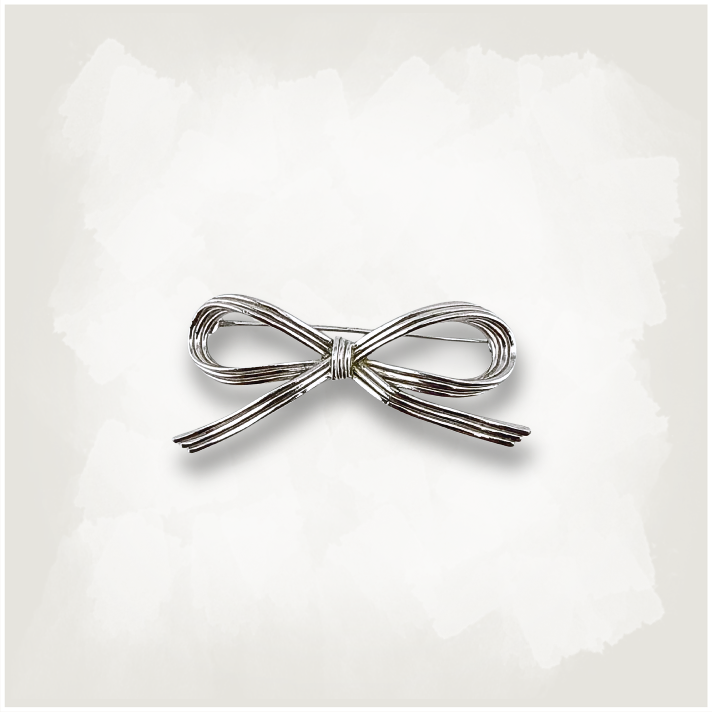 Crown Trifari Silver Tone Bow Brooch