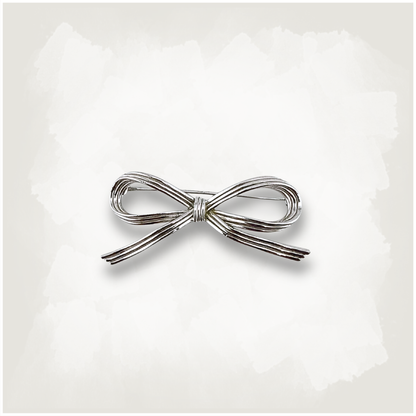 Crown Trifari Silver Tone Bow Brooch