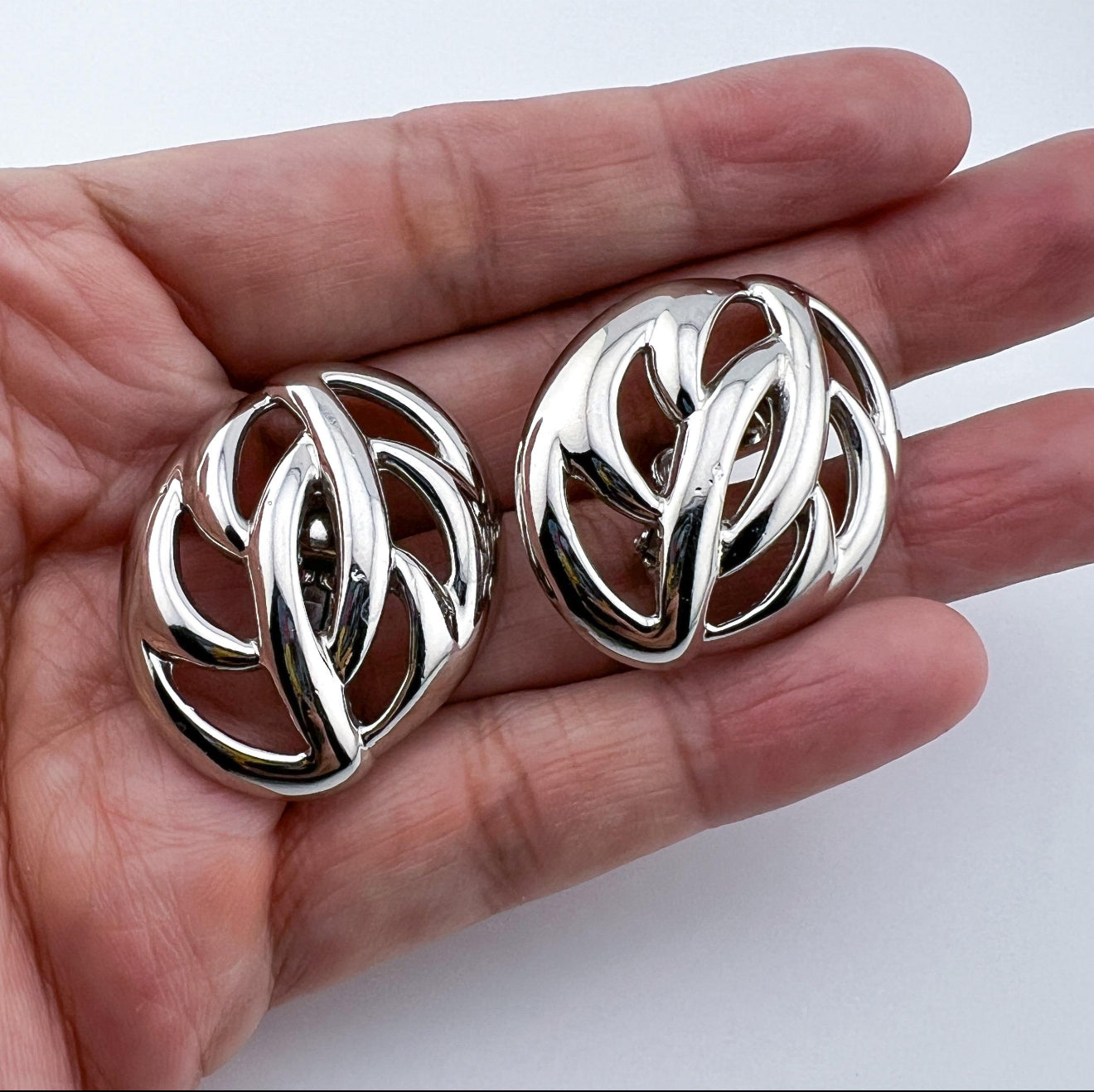 Vintage Napier Silver Clip On Screw Back Earrings