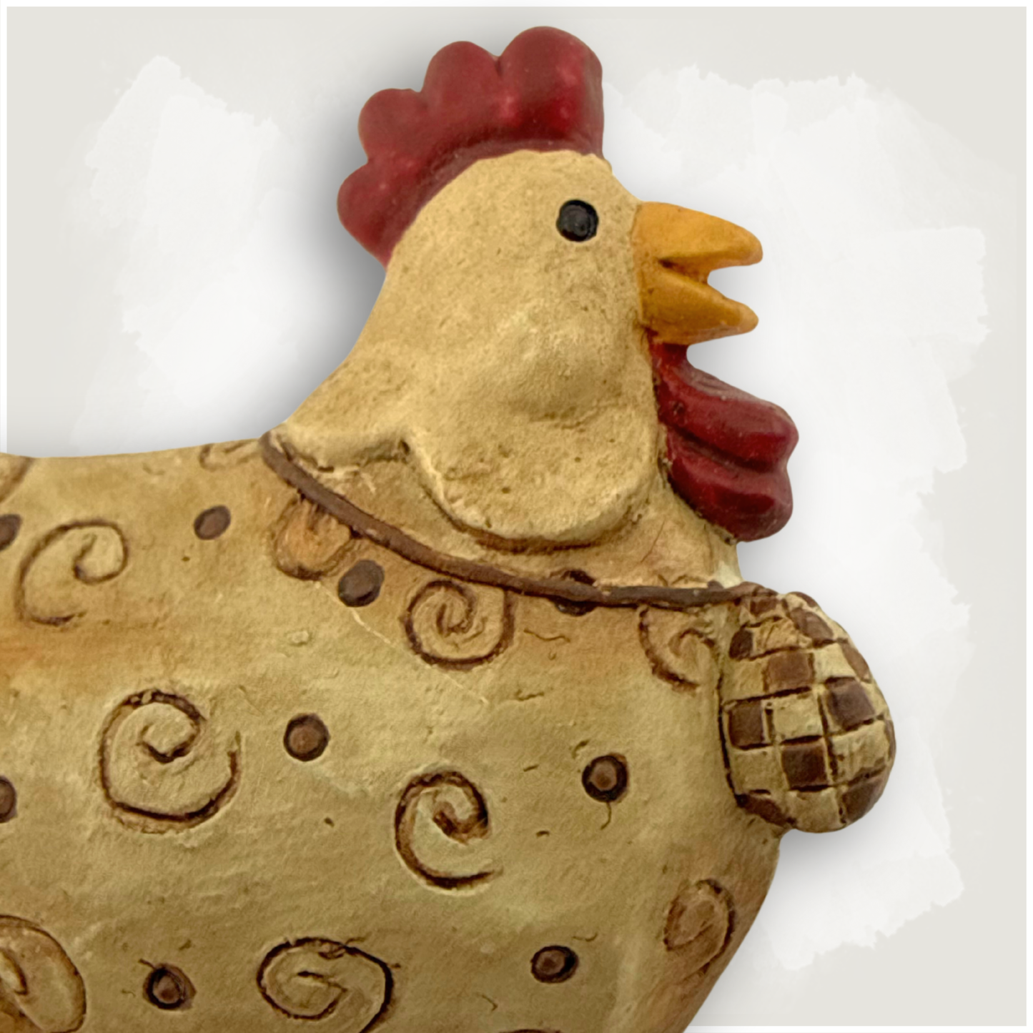 Vintage Suzi Skoglund Chicken / Hen Folk Art Brooch