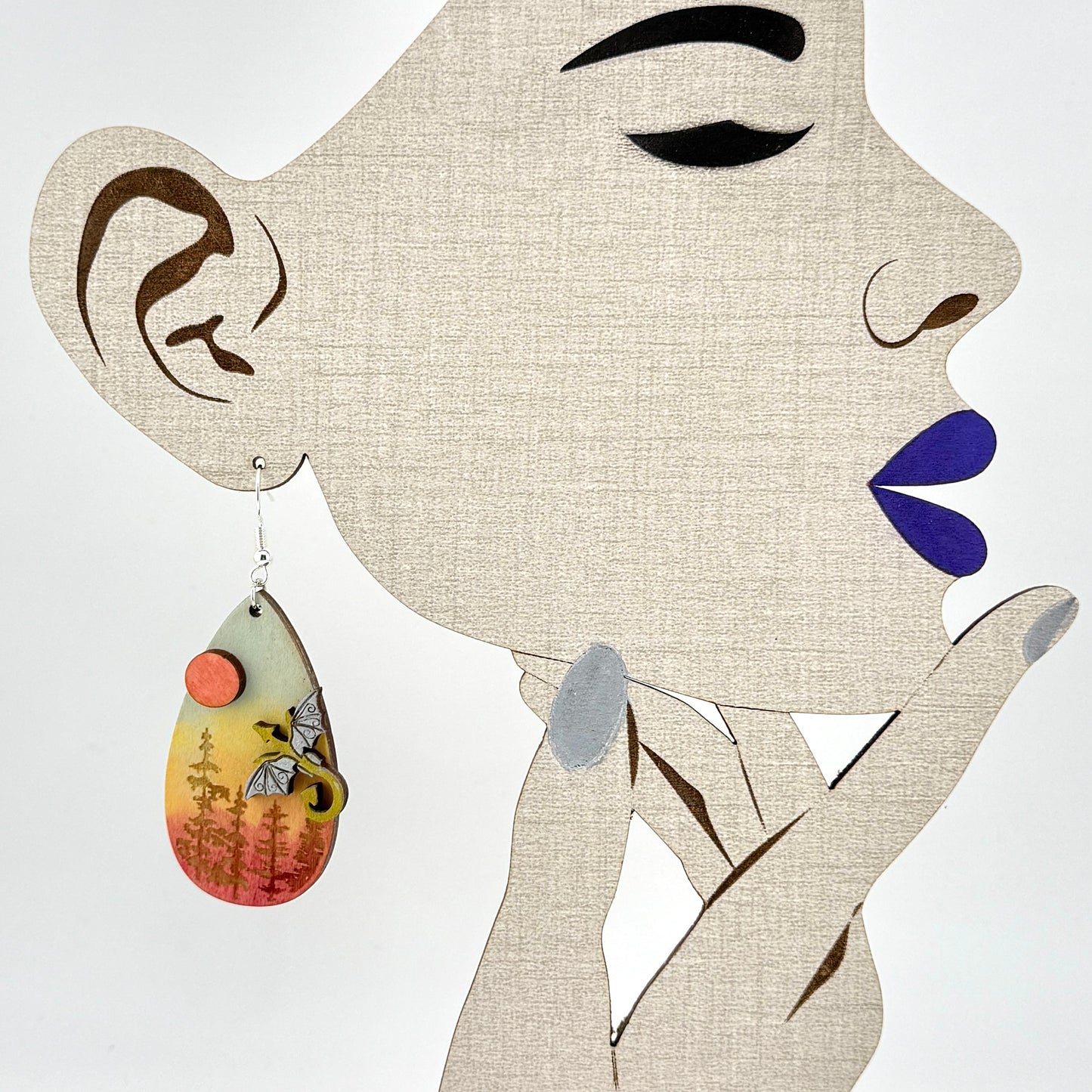 Hand Painted Dragon Forest Earrings