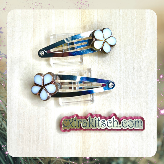 Glass Flower Hair Clips