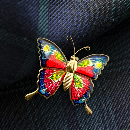 Vintage Glitter Butterfly Pin