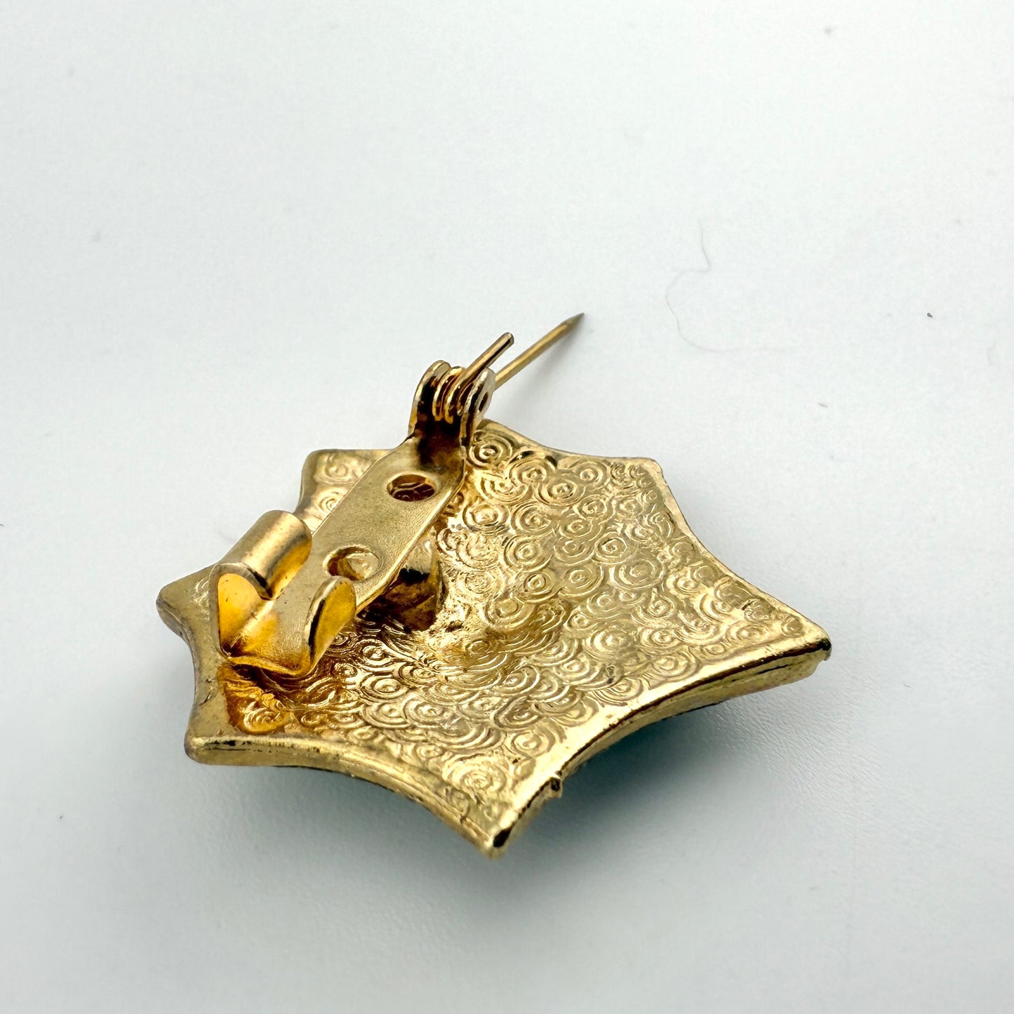 Vintage Gold Glitter Black Widow Spider Web Brooch