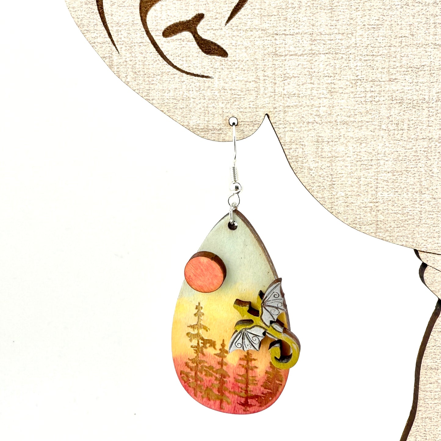 Hand Painted Dragon Forest Earrings