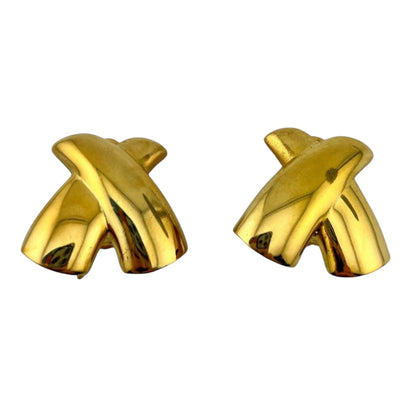 Vintage Gold Tone Chunky Clip On Earrings