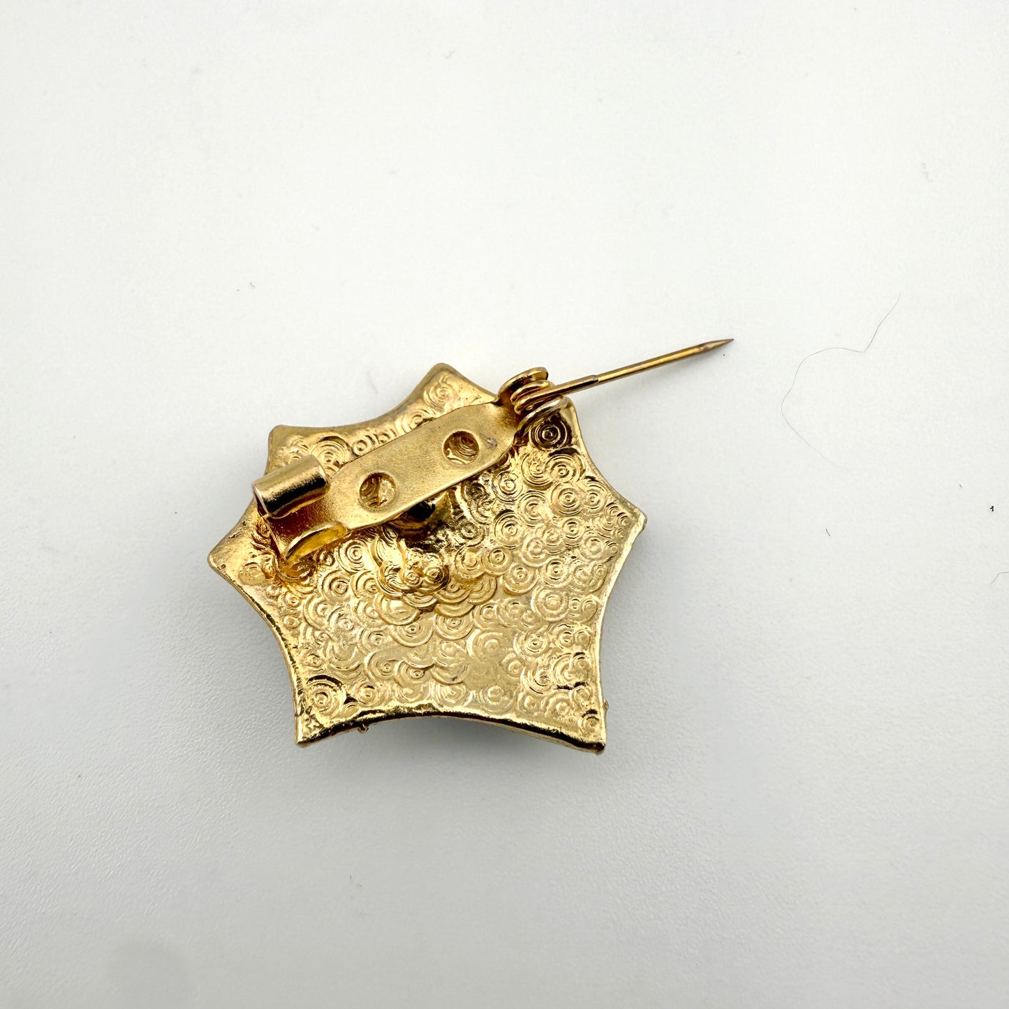Vintage Gold Glitter Black Widow Spider Web Brooch