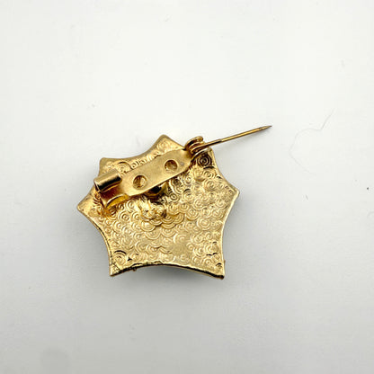 Vintage Gold Glitter Black Widow Spider Web Brooch